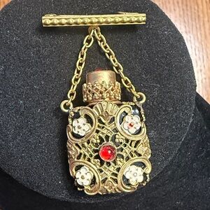 Vintage Gold Perfume bottle Brooch